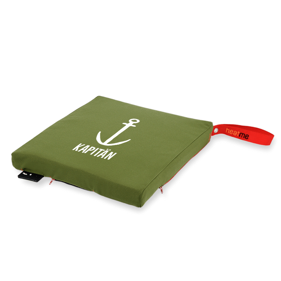 heatme classic Single Akku Heizkissen kabellos Motiv Kapitän olive
